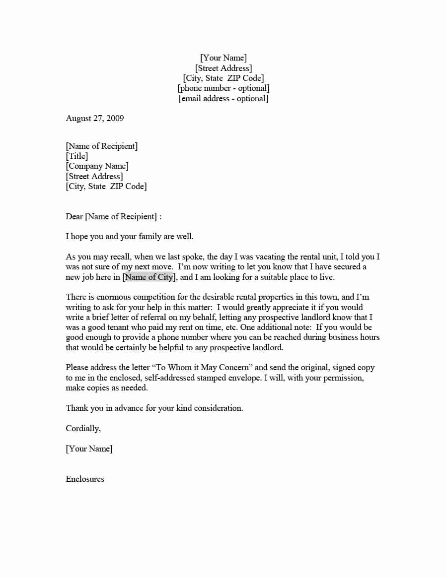 Reference Letter From Landlord Inspirational 40 Landlord Reference Letters &amp; form Samples Template Lab