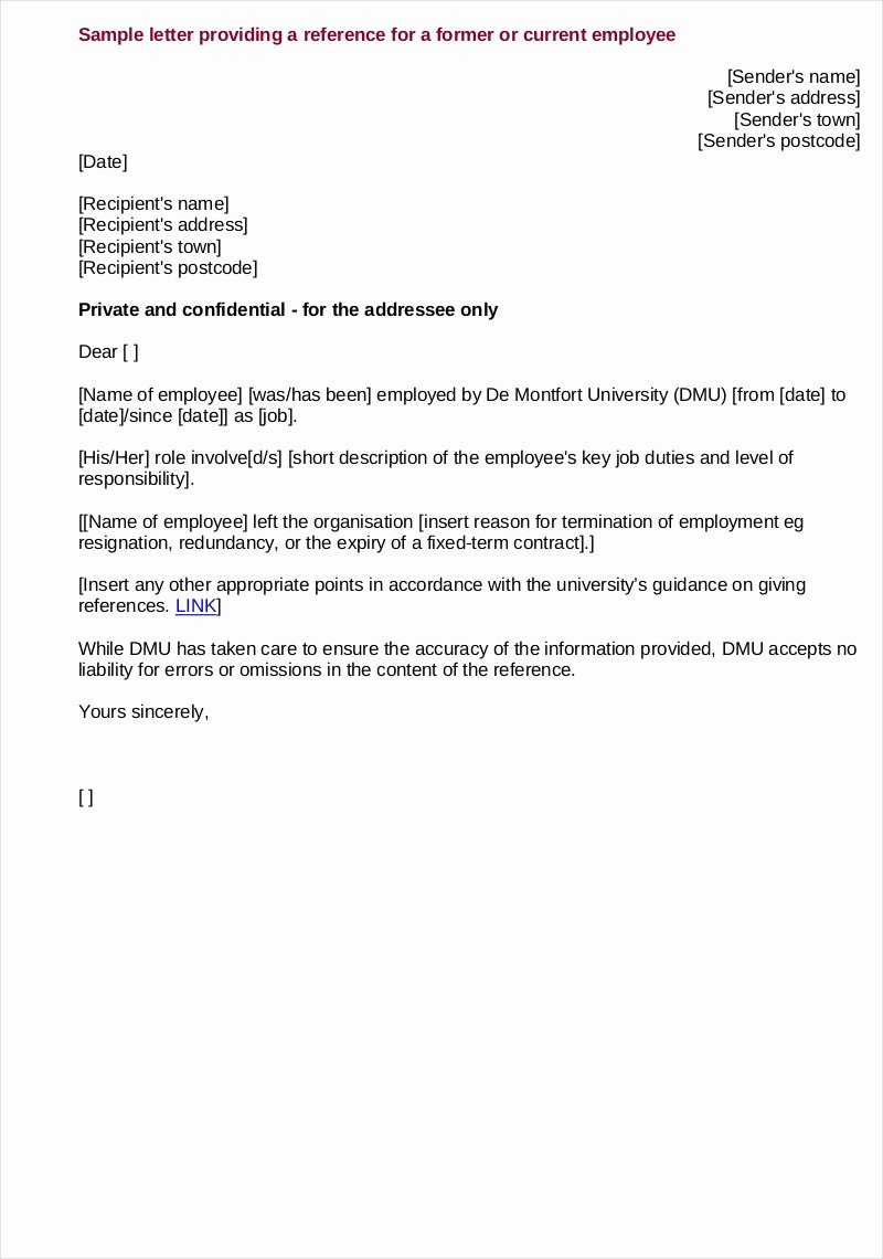 Reference Letter Template for Employee Fresh Free 9 Employee Reference Letter Samples In Pdf