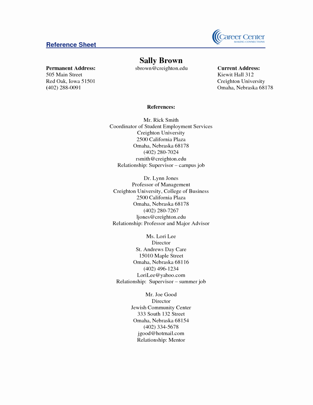 Reference Page for Resume Template Best Of 27 Of Reference Sheet Template