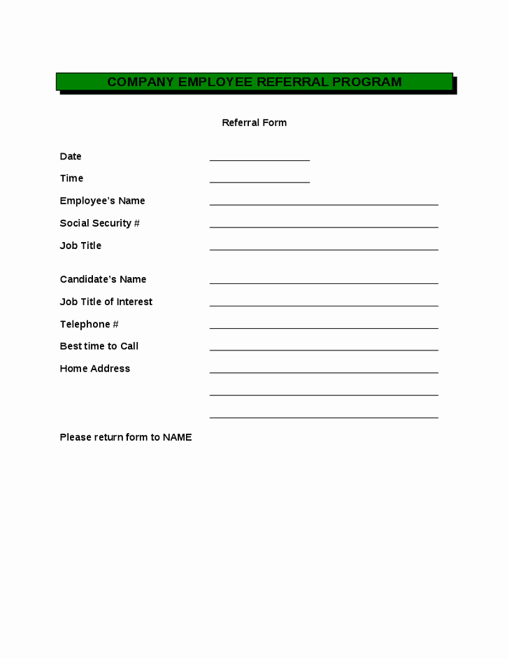 Referral form Template Word Inspirational Employee Referral forms