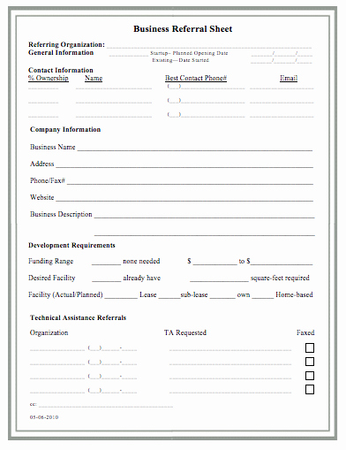 Referral form Template Word Lovely Referral Sheet Template
