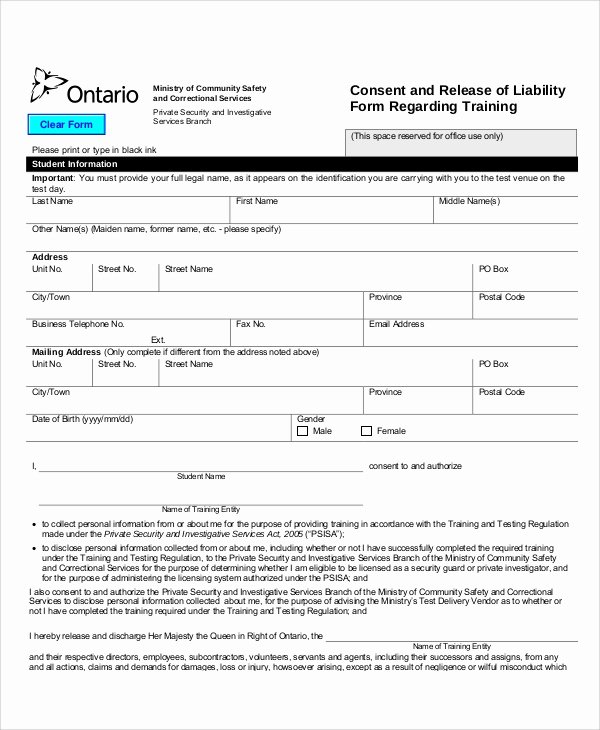Release Of Liability Example Beautiful Sample Free Release Of Liability form 9 Examples In