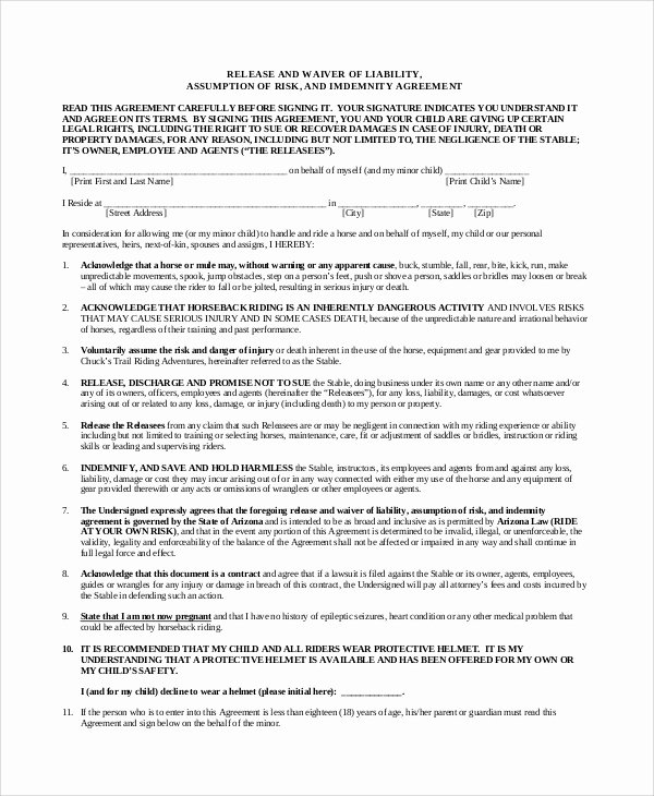 Release Of Responsibility Letter Unique Sample Waiver Of Liability 8 Examples In Pdf Word