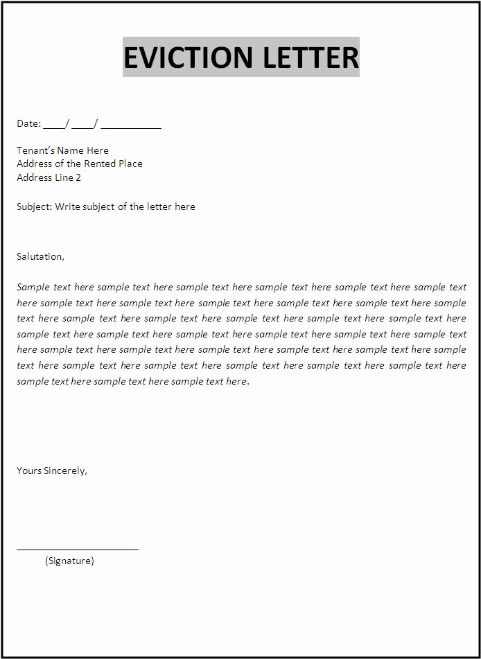 Rent Free Letter Template Beautiful Eviction Letter Template