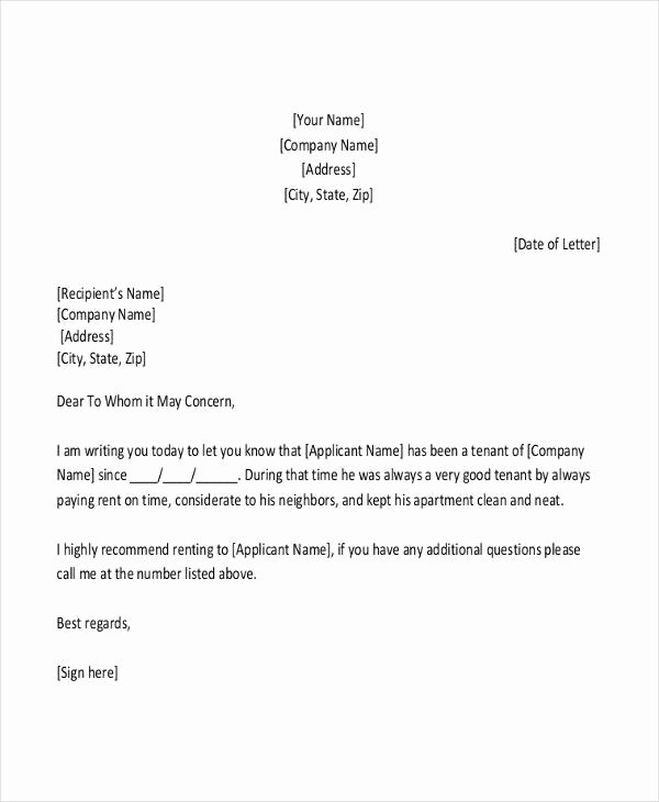 Rent Free Letter Template Fresh 11 Rental Reference Letter Templates Word Pdf Apple