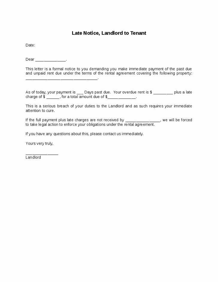 Rent Free Letter Template Unique Late Rent Notice