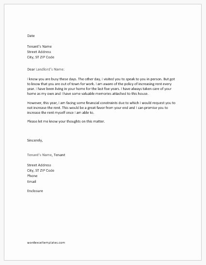 Rent Increase Letter Luxury Letter to Landlord for Not Increasing Rent