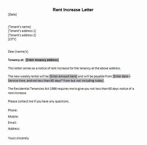 Rent Increase Letter Sample Beautiful Letter Templates