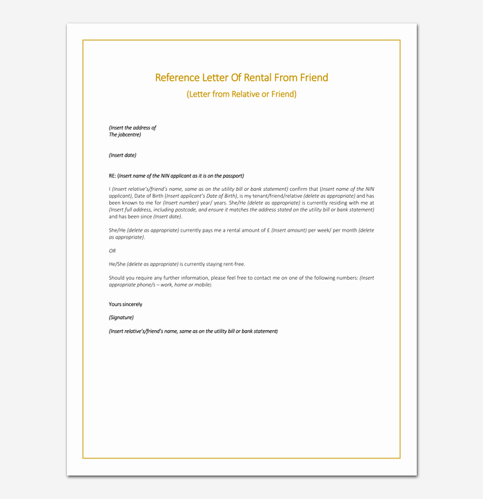Rent Reference Letter Sample Luxury Rental Reference Letter Template 12 Samples &amp; Examples