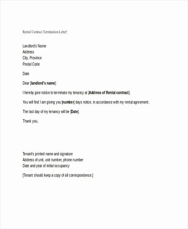 Rental Agreement Termination Letter Beautiful Free 60 Termination Letter Examples &amp; Samples In Pdf