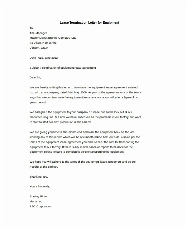 Rental Agreement Termination Letter Beautiful Sample Termination Letter 9 Examples In Word Pdf