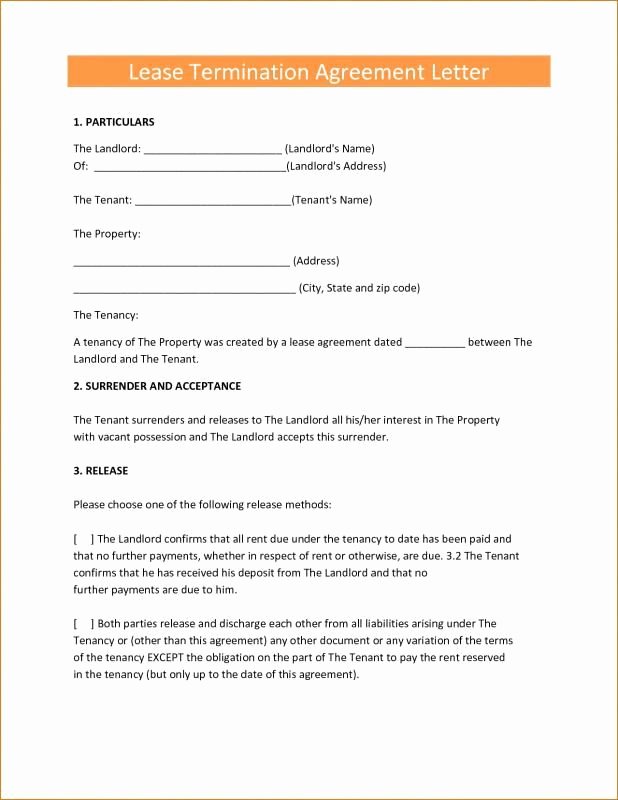 Rental Agreement Termination Letter Inspirational Lease Cancellation Letter Template