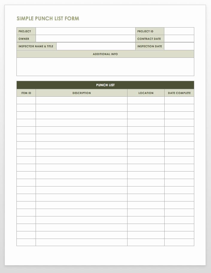 Residential Electrical Inspection Checklist Template Unique Free Punch List Templates