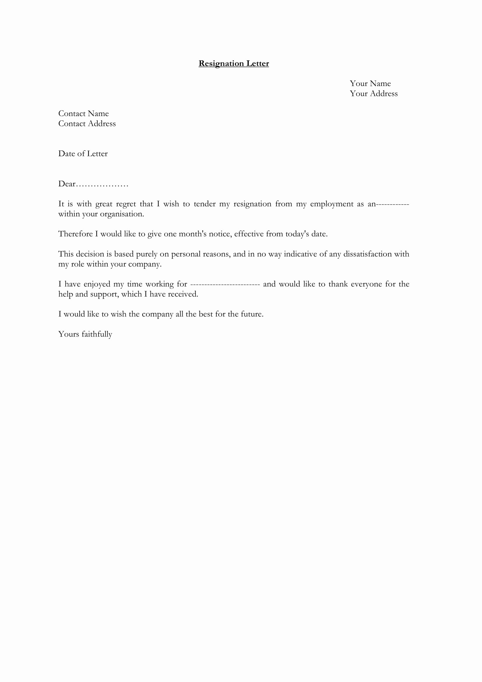 Resign Letter Sample Awesome 35 Simple Resignation Letter Examples Pdf Word