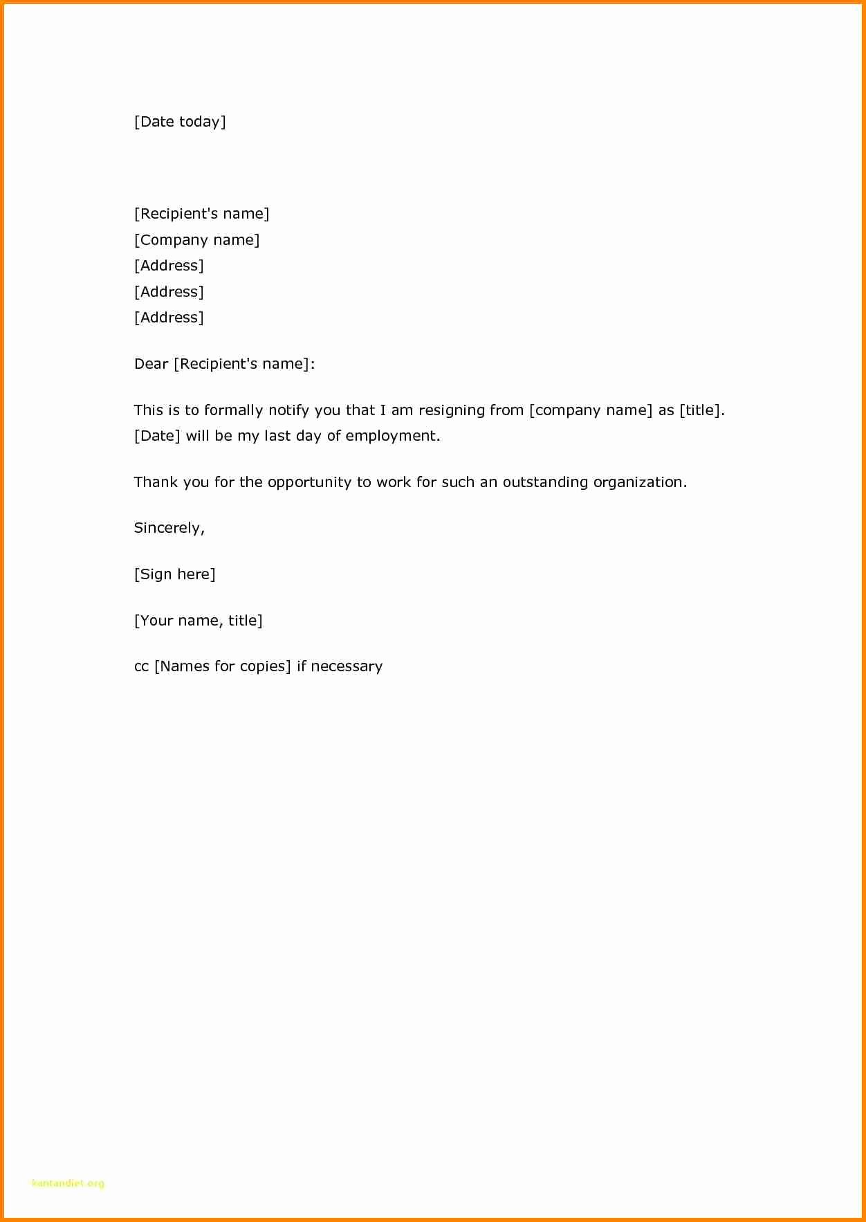 Resign Letter Sample Inspirational 6 Example Of A Simple Resignation Letter