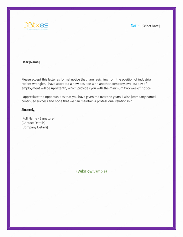 Resignation 2 Weeks Notice Best Of 5 Resignation Letter Templates to Write A Professional