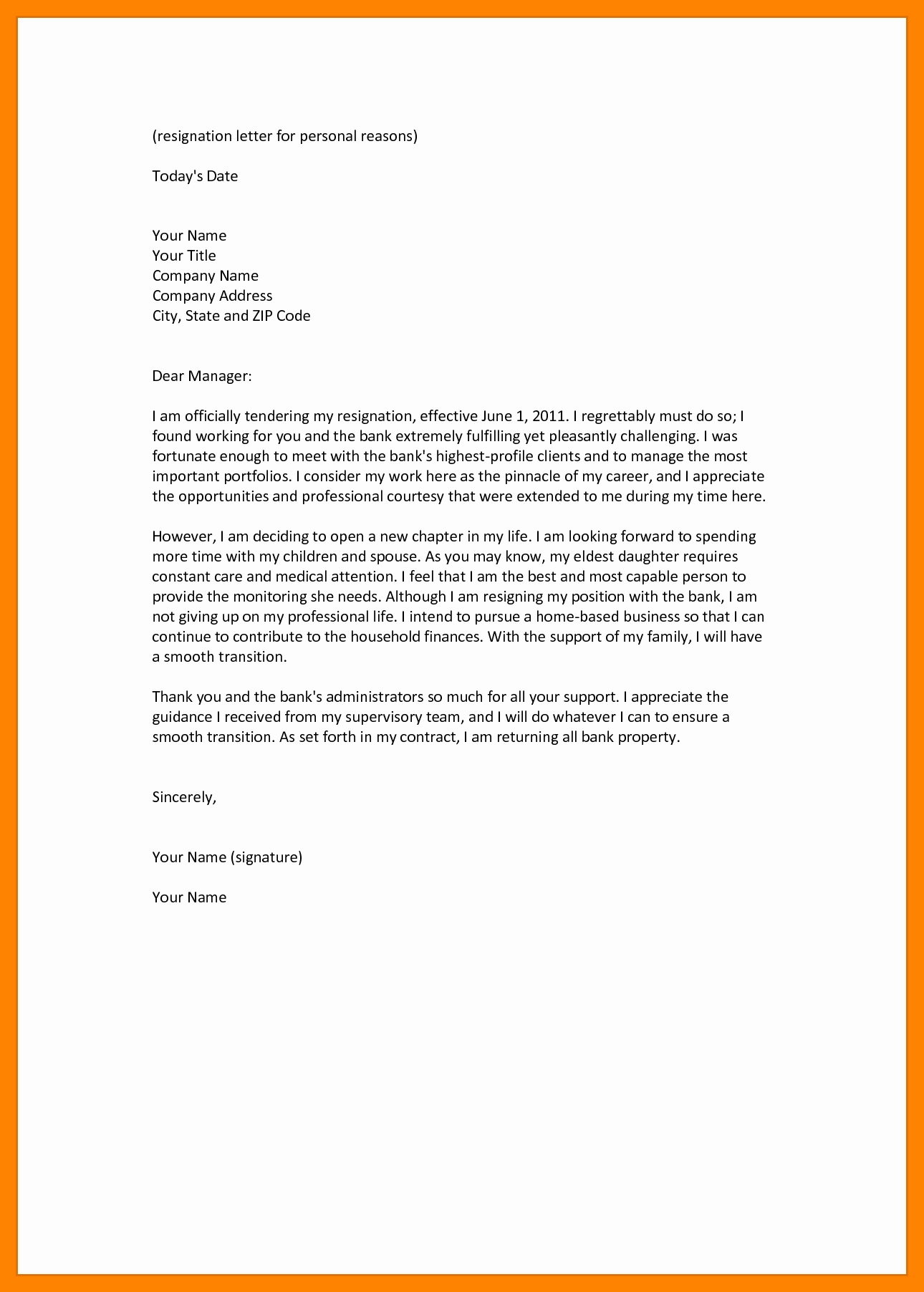 Resignation Letter for Family Reason Awesome 6 Resignation Letter Family Reasons