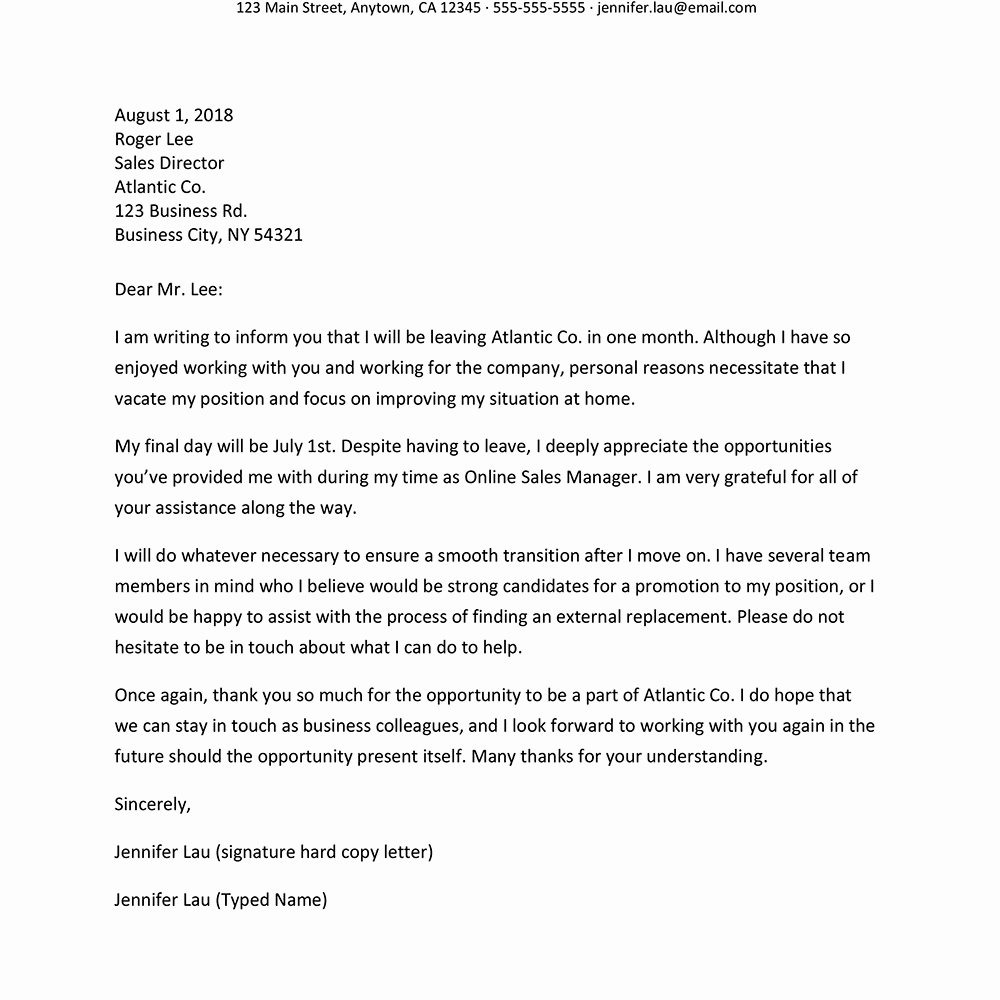 Resignation Letter for Family Reason Elegant Resignation Letters for Personal Reasons