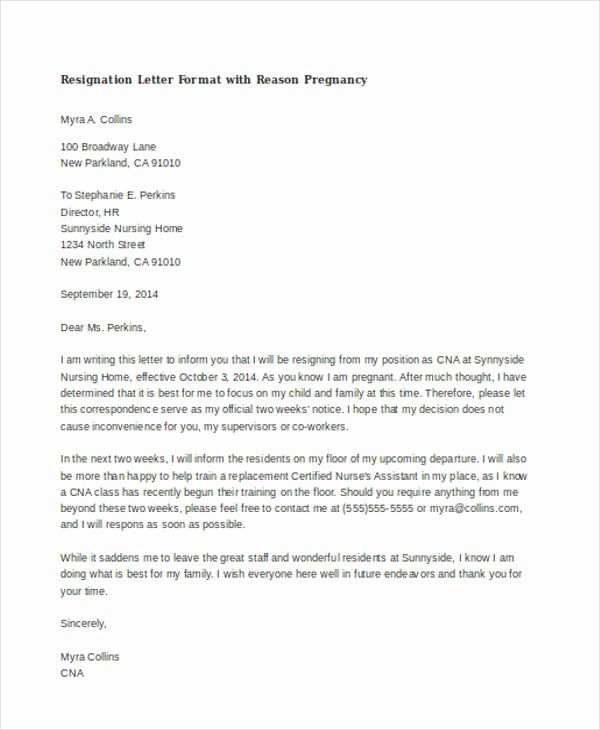 Resignation Letter for Nursing Elegant 40 Resignation Letter Example