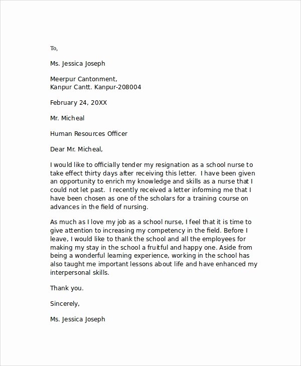 Resignation Letter for Nursing Unique 11 Sample Nursing Resignation Letters Pdf Word