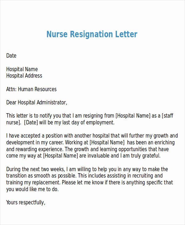 Resignation Letter for Nursing Unique 43 Sample Resignation Letter Templates