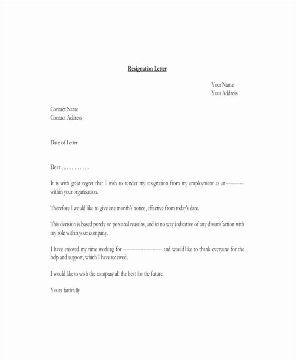 Resignation Letter for Personal Reasons Inspirational Free 9 Health Resignation Letter Samples and Templates In