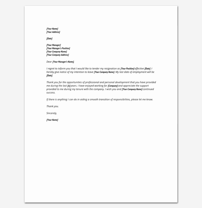 Resignation Letter format In Word Elegant Resignation Letter Template format &amp; Sample Letters with
