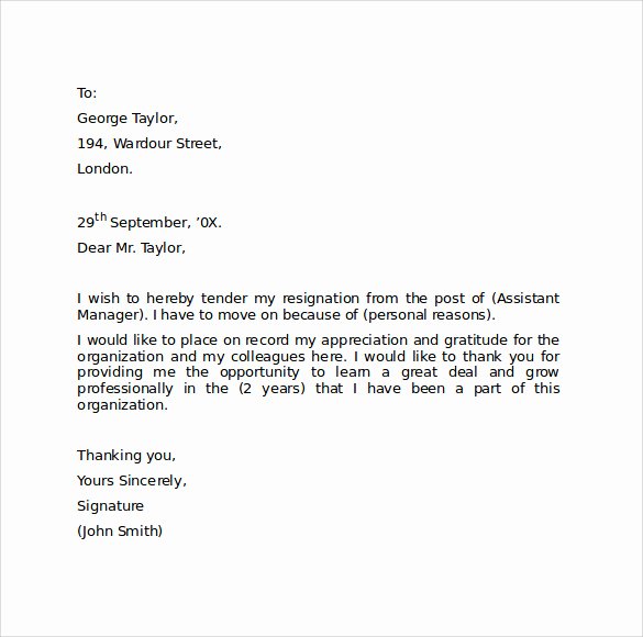 Resignation Letter format In Word New Resignation Letter format 9 Download Free Documents In