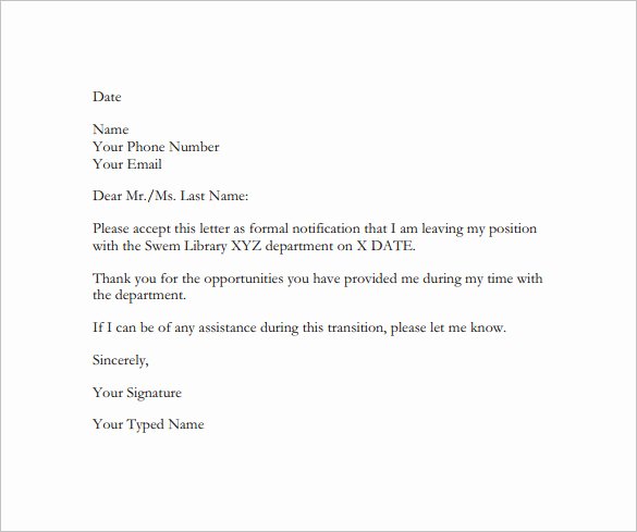 Resignation Letter format In Word Unique format – New Pany Driver