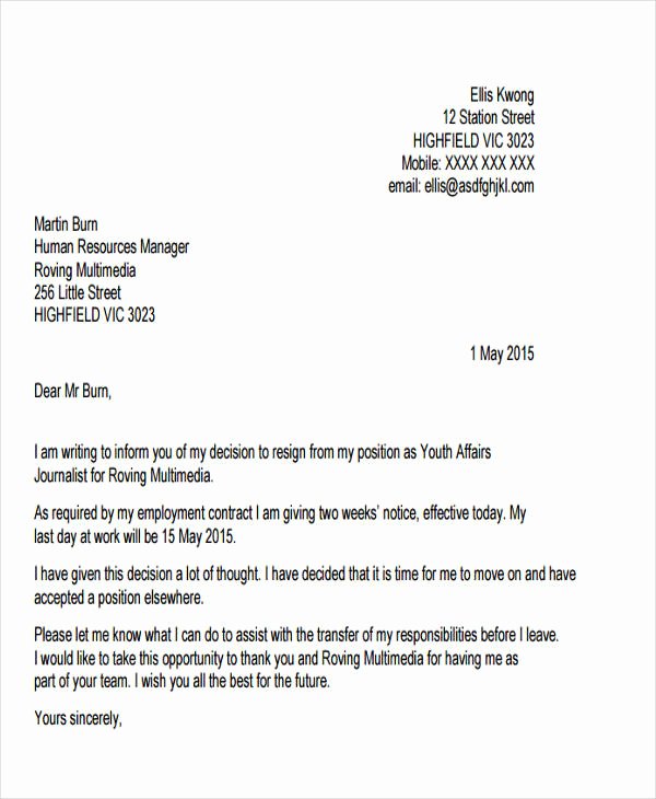 Resignation Letter In Word Awesome 31 Resignation Letter format Pdf Doc Ipage