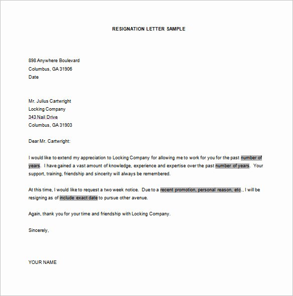Resignation Letter In Word Beautiful Simple Resignation Letter Template – 15 Free Word Excel