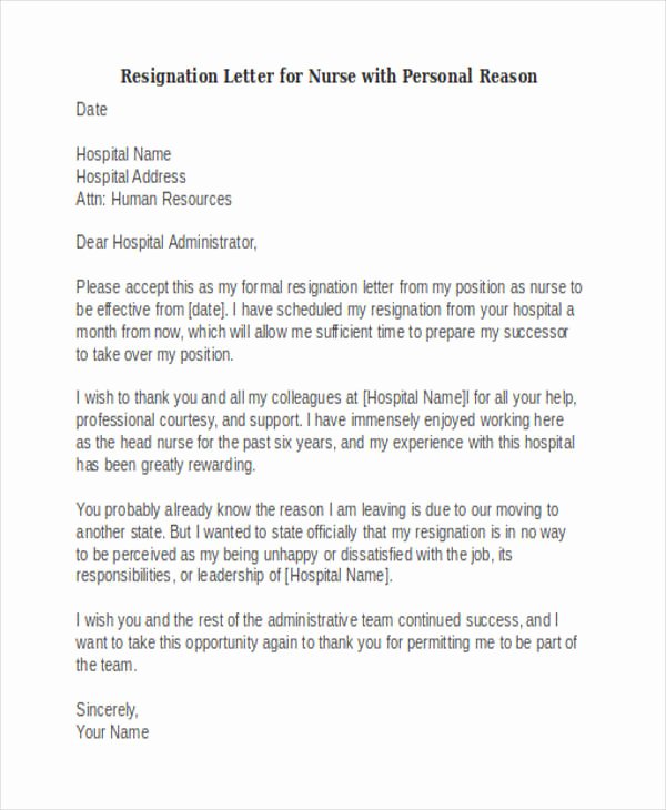 Resignation Letter Personal Reasons Awesome 39 Resignation Letter Examples