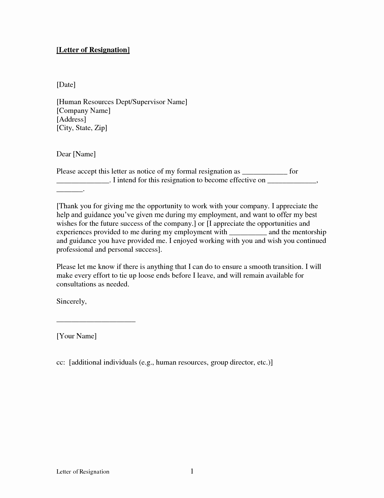 Resignation Letter Sample Free Best Of Free Printable Letter Of Resignation form Generic