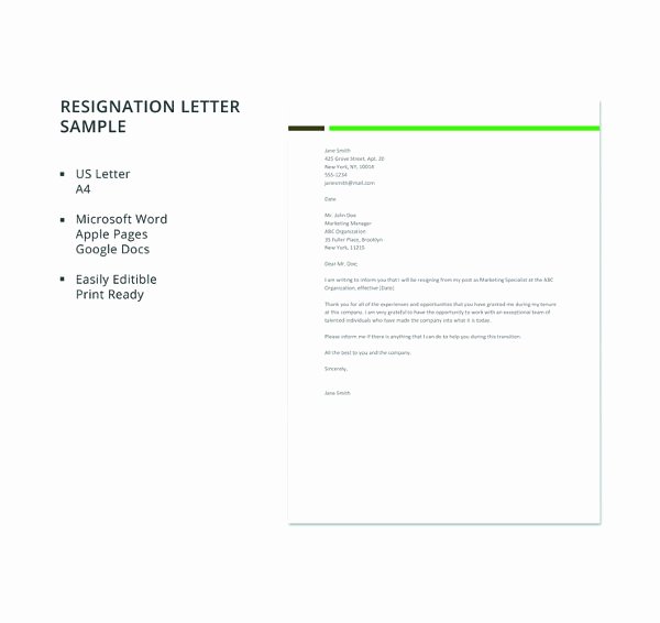 Resignation Letter Sample Free Fresh 16 formal Resignation Letter Templates Pdf Doc