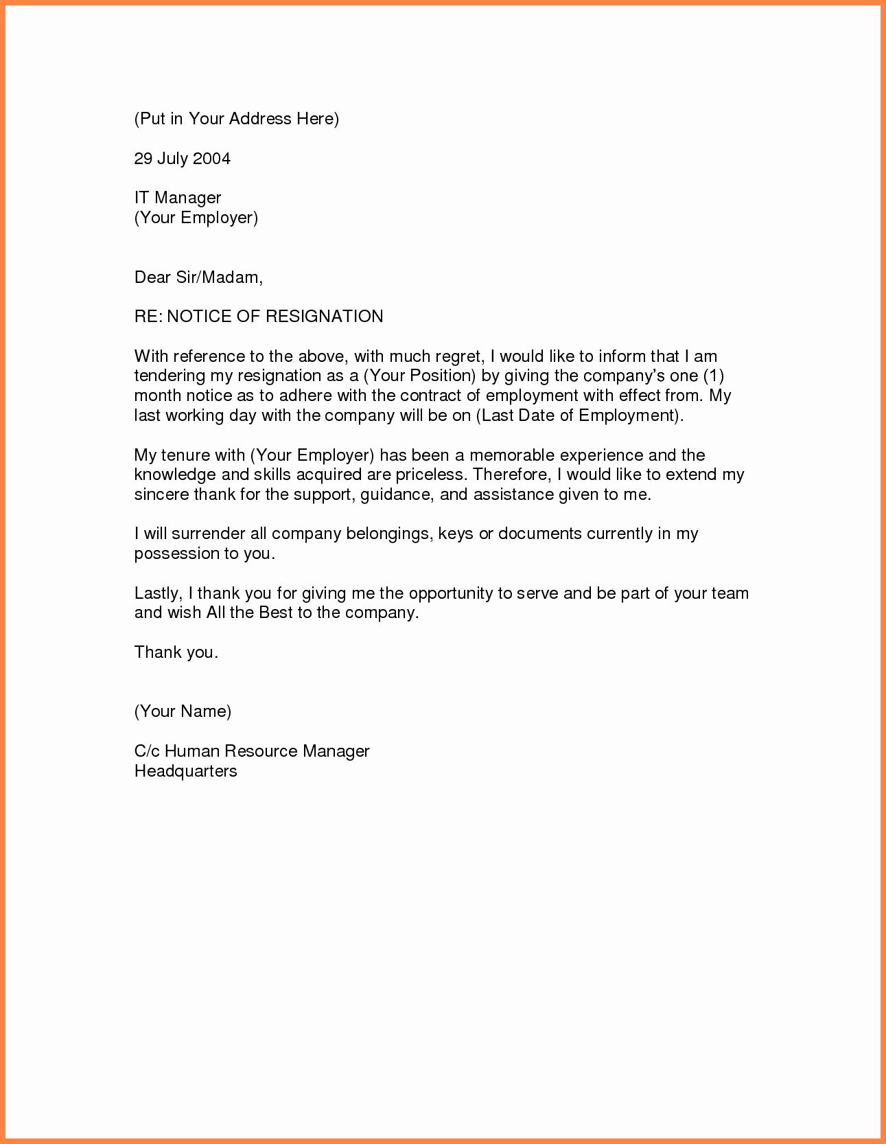 Resignation Letter Short Notice Awesome 7 Resignation Letter with Short Notice
