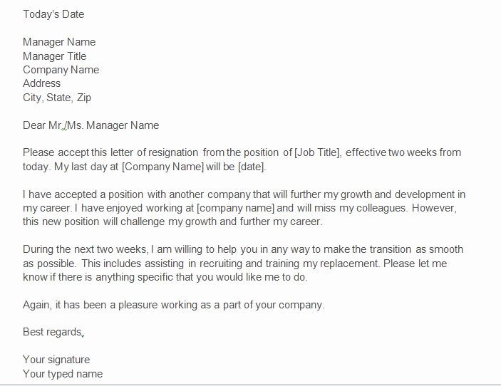 Resignation Letter Two Weeks Notice Best Of Free Resignation Letter &amp; Two Weeks Notice Letters