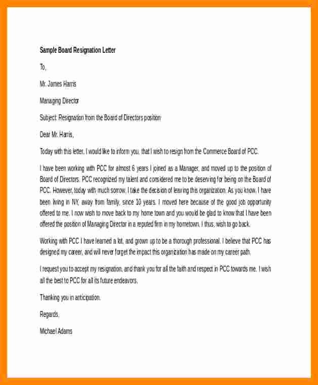 Resignation Letter Volunteer organization New 5 Non Profit Board Resignation Letter Sample