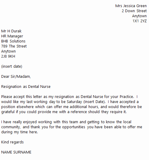 Resignation Letters for Nurses Best Of Dental Nurse Resignation Letter Example toresign