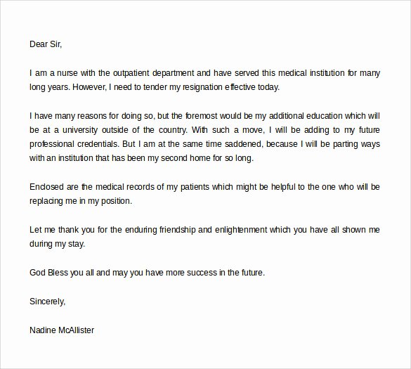 Resignation Letters for Nurses Fresh Free 40 formal Resignation Letters Templates In Pdf