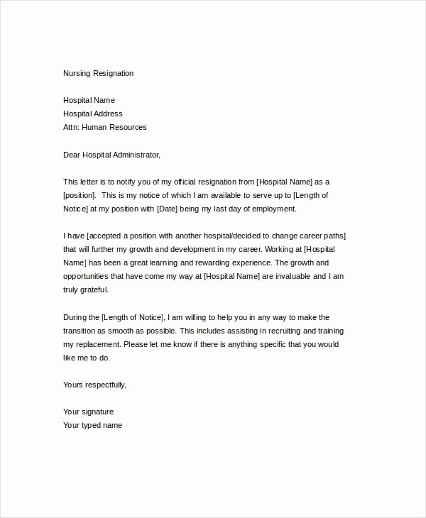 Resignation Letters for Nurses Inspirational Resignation Letter 22 Free Word Pdf Documents Download