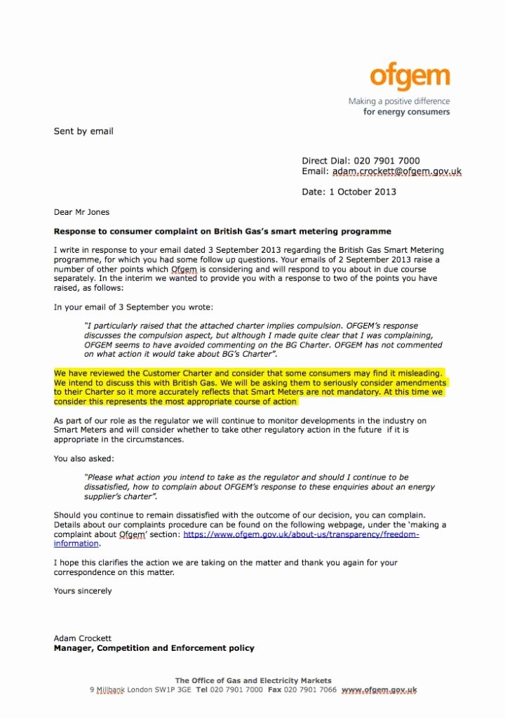 Responding to A Complaint Letter Beautiful Gem Confirms British Gas is Misleading Customers On
