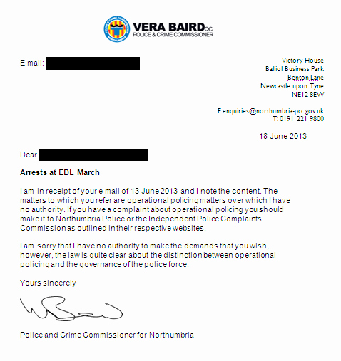 Responding to A Complaint Letter Elegant Policing the Police – Vera Baird Responds to N14