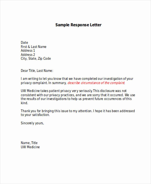 Responding to A Complaint Letter Lovely Free 34 Plaint Letter Examples &amp; Samples In Pdf