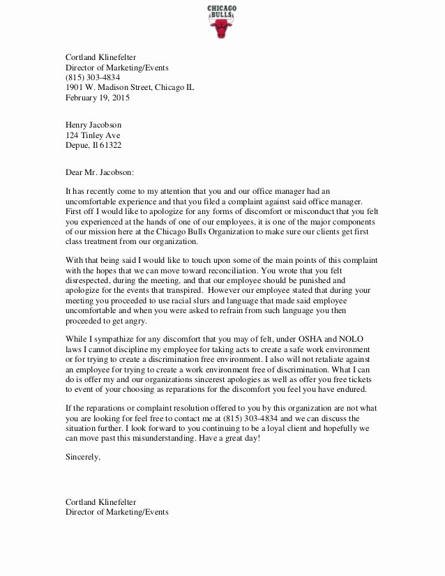 Responding to A Complaint Letter Unique Bussiness Letter Plaint Response 1