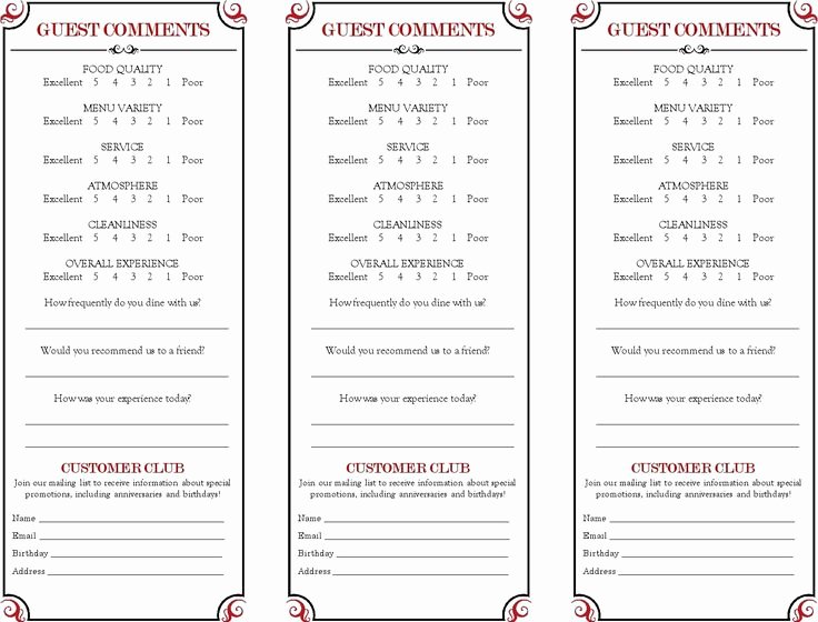 Restaurant Comment Card Example Luxury 9 Best Ment Cards Images On Pinterest