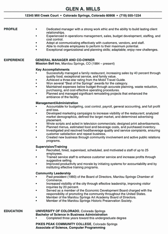 Restaurant General Manager Resume Example Unique Restaurant Manager Resume Example