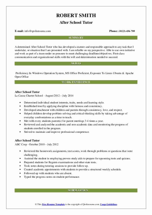 Resume after High School Awesome after School Tutor Resume Samples