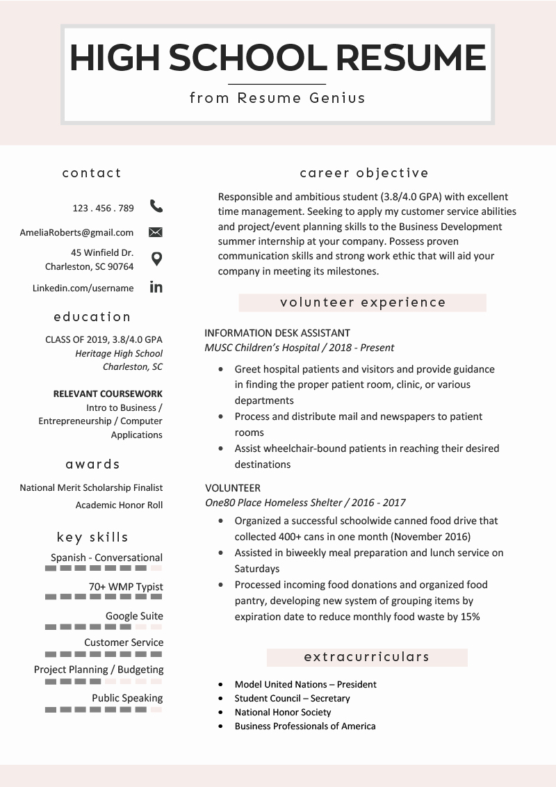 Resume after High School Inspirational High School Student Resume Sample &amp; Writing Tips