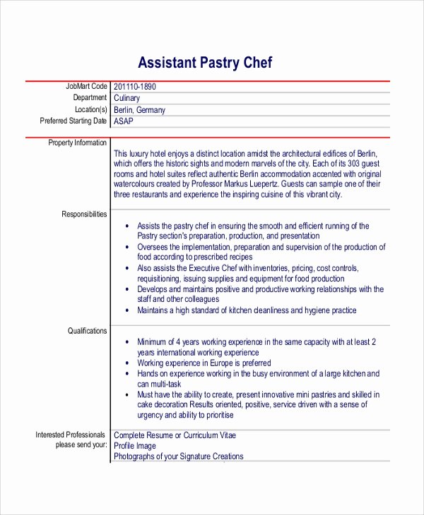 Resume for A Chef Beautiful Sample Chef Resume 9 Examples In Word Pdf