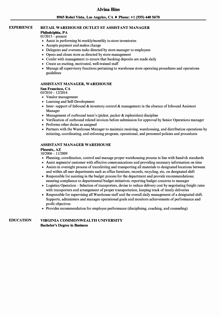 Resume for A Warehouse Job Awesome 10 Sample Cover Letter for Warehouse Job